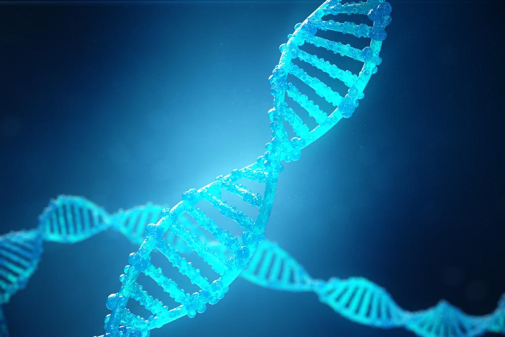 an image of the DNA chain in blue color