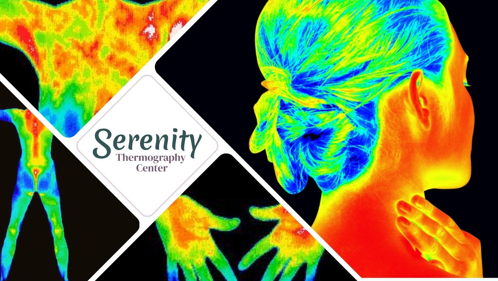 a collage made with thermograms and the serenity health care center Thermography Center in Wisconsin
